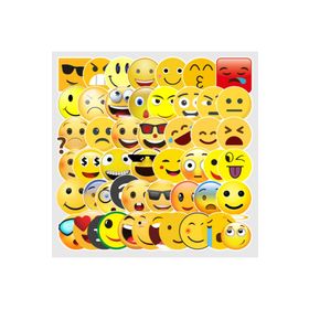 CajuArt 07 50 Adet Tekrarsız Emojiler Kalite PVC Sticker Süs