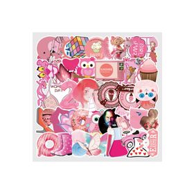 CajuArt 08 50 Adet Tekrarsız Pembe Karışık Kalite PVC Sticker