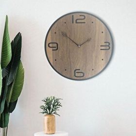 CajuArt Büyük Modern Ahşap Kahverengi Tasarım Ev Ofis Duvar Saati
