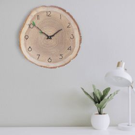 CajuArt Dekoratif Ağaç Gövdesi Kütük Şeklinde 30 cm Duvar Saati