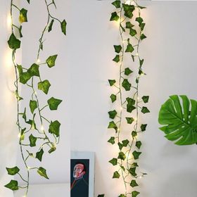 CajuArt Dekoratif Büyük Yapraklı 2 mt Sarmaşık Çiçek Led Işık