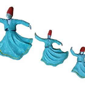 CajuArt Dekoratif El Yapımı Üçlü Semazen Duvar Süsü