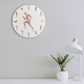 CajuArt Dekoratif Modern Tasarım Spor Kas Sistemi Ahşap Duvar Saati