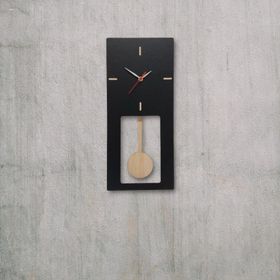 CajuArt Dekoratif Siyah Sallanan Sarkaçlı Modern Oda Duvar Saati