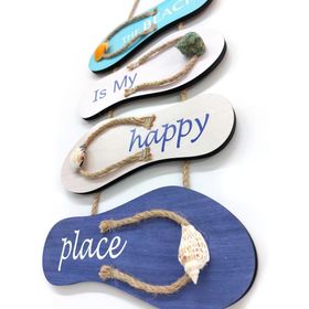 CajuArt Good Vibes Only Yazılı Terlik Sandalet Şekil Ahşap Tablo