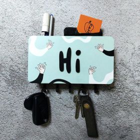 CajuArt Hi Merhaba Yazılı Bölmeli Dekoratif Askılı Anahtarlık