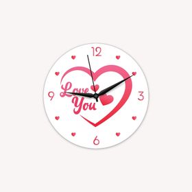CajuArt Kalp İçinde Love You Yazılı Sevgililer Günü Ahşap Duvar Saati
