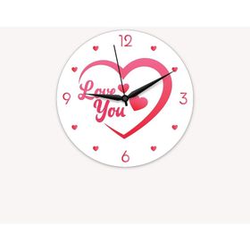 CajuArt Kalp İçinde Love You Yazılı Sevgililer Günü Ahşap Duvar Saati