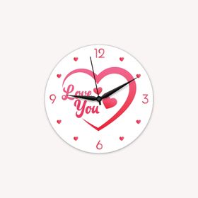 CajuArt Kalp İçinde Love You Yazılı Sevgililer Günü Ahşap Duvar Saati