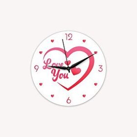 CajuArt Kalp İçinde Love You Yazılı Sevgililer Günü Ahşap Duvar Saati