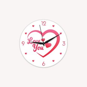 CajuArt Kalp İçinde Love You Yazılı Sevgililer Günü Ahşap Duvar Saati
