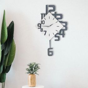 CajuArt Modern Büyük Boy Geometrik Sallanan Sarkaçlı Ev Ofis Duvar Saati