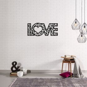 Cajuart Modern Siyah Büyük Love Yazısı Dekoratif Ahşap Tablo