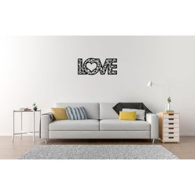 Cajuart Modern Siyah Büyük Love Yazısı Dekoratif Ahşap Tablo