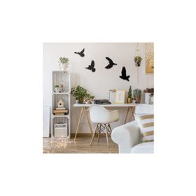 CajuArt Modern Siyah Dörtlü Kuş Dekoratif Ahşap Duvar Süsü