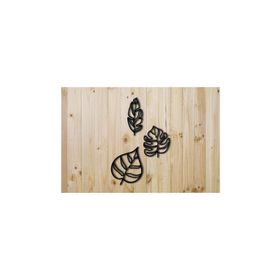 CajuArt Modern Yaprak Duvar Süsü Dekoratif Üçlü Ahşap Tablo