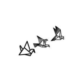 Cajuart Origami Tarzı Modern Üçlü Ahşap Kuş Dekoratif Duvar Süsü