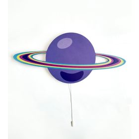 CajuArt Saturn Baskılı MDF Dekoratif Led Işıklı Çocuk Bebek Odası Duvar Süsü