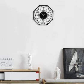 CajuArt Sekizgen Geometrik Ahşap Tasarım 40 cm Modern Duvar Saati