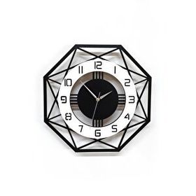 CajuArt Sekizgen Geometrik Ahşap Tasarım 40 cm Modern Duvar Saati