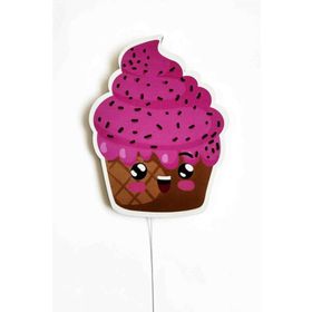 CajuArt Sevimli Cupcake Baskılı MDF Dekoratif Led Işıklı Çocuk Bebek Odası Duvar Süsü