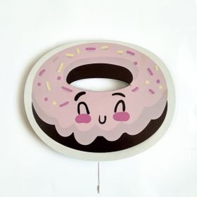 CajuArt Sevimli Donut Baskılı MDF Dekoratif Led Işıklı Çocuk Bebek Odası Duvar Süsü