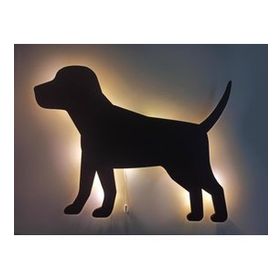 CajuArt Yürüyen Köpek Led Işıklı Siyah Ahşap Tablo