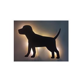 CajuArt Yürüyen Köpek Led Işıklı Siyah Ahşap Tablo
