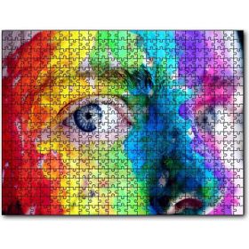 Caka Tablo Boyayla Kaplı Kadın Yüzü ve Renkli Gözler 255 Parça Puzzle