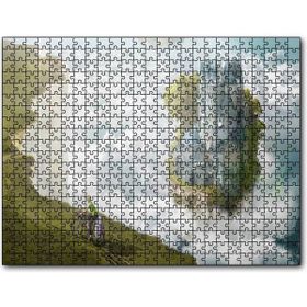 Caka Tablo Bulutlar Kale ve Bisikletli Genç 1000 Parça Puzzle
