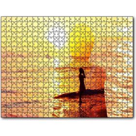 Caka Tablo Cakapuzzle Altın Rengi Güneş Okyanus ve Sahildeki Kız 255 Parça Puzzle
