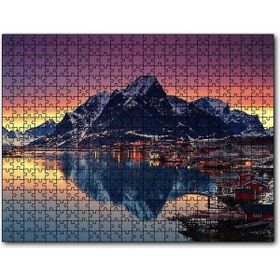 Caka Tablo Dağ Göl Kasaba Görseli 500 Parça Puzzle