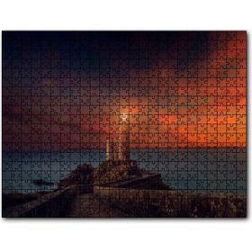 Caka Tablo Deniz Feneri, Günbatımı ve Kızıl Gökler 120 Parça Puzzle