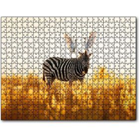 Caka Tablo Doğada Zebra ve Kuşlar Görseli 500 Parça Puzzle