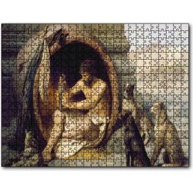 Caka Tablo Fıçının İçindeki Diogenes ve Köpekler 255 Parça Puzzle