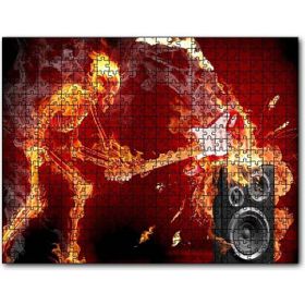 Caka Tablo İskelet Gitarist Alevler Içinde 500 Parça Puzzle
