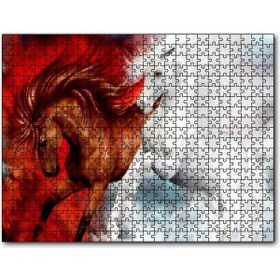 Caka Tablo Kahverengi At Kızıl Zemin Beyaz At Beyaz Zemin 255 Parça Puzzle