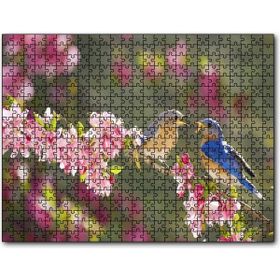 Caka Tablo Kiraz Çiçekli Dalda Dişisini Besleyen Sevimli Kuş 255 Parça Puzzle