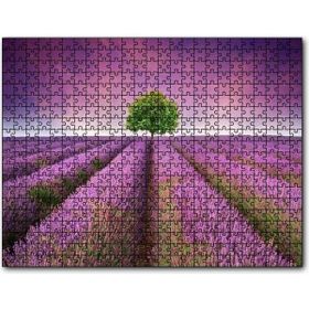 Caka Tablo Lavanta Tarlası ve Yeşil Yalnız Ağaç 255 Parça Puzzle