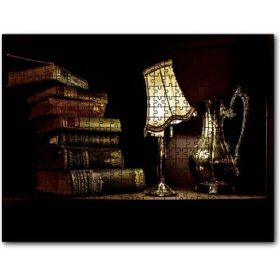 Caka Tablo Masa Abajur Kitaplar Antika Metal Surahi Görseli 255 Parça Puzzle