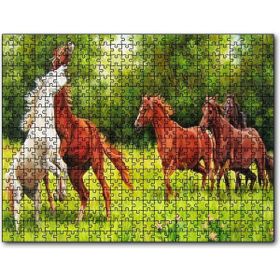 Caka Tablo Özgür Atlar Ormanda Görseli 1000 Parça Puzzle