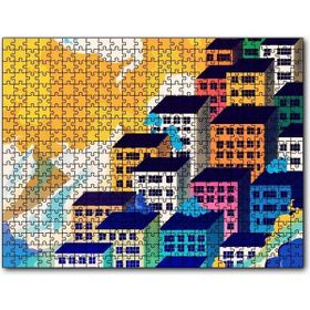Caka Tablo Renkli Gökdelenler ve Bulutlar 500 Parça Puzzle