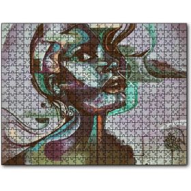 Caka Tablo Renkli Siyahi Kadın Portre Duvar Boyama 1000 Parça Puzzle