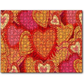 Caka Tablo Sarı Kırmızı Kalpler Çizim 500 Parça Puzzle