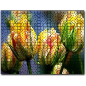 Caka Tablo Sarı Yeşil Çiçekler Yakın Plan 120 Parça Puzzle