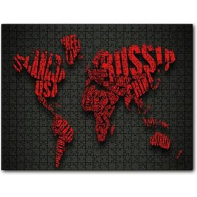 Caka Tablo Siyah Zemin Kırmızı Dünya Haritası ve Ülke Isimleri 120 Parça Puzzle