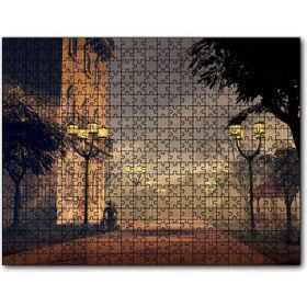 Caka Tablo Sokak Lambaları Bulutlar ve Şapkalı Adam 500 Parça Puzzle