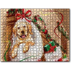 Caka Tablo Şömineye Asılı Yılbaşı Hediyeleri ve Yavru Köpek 1000 Parça Puzzle
