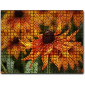 Caka Tablo Turuncu Yapraklı Çiçek Yakın Plan 500 Parça Puzzle