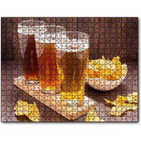 Caka Tablo Üç Büyük Bardak Bira ve Cipsler 500 Parça Puzzle